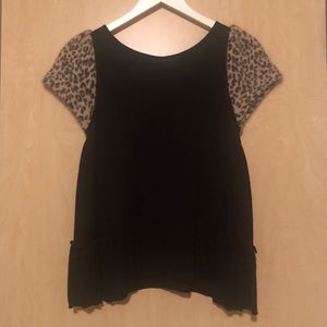 Leifsdottir faux peplum leopard sleeve sweater